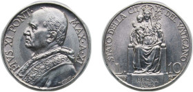 Vatican City City State 1932 10 Lire - Pius XI Silver (.835) Rome Mint (50000) 10g AU KM 8