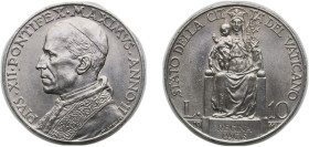 Vatican City City State 1940 10 Lire - Pius XII Silver (.835) Rome Mint (10000) 10g UNC KM 29