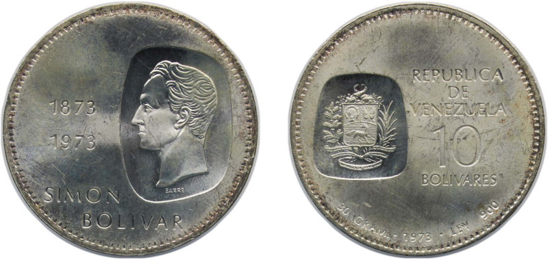 Venezuela Fourth Republic 1973 10 Bolívares (Bolivar coins) Silver (.900) Ottawa...