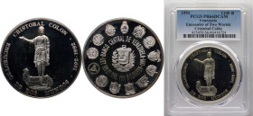 Venezuela Fourth Republic 1991 1100 Bolívares (Cristobal Colón) Silver (.925) Mexico City Mint (30000) 27g PCGS PR 66 Y 68 NCV mv1100bs-aa01p