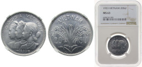 Vietnam South Vietnam French puppet state 1953 20 Su - Bảo Đại Aluminium Paris Mint (15000000) 2.2g NGC MS 63 KM 2 Schön 36