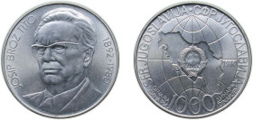 Yugoslavia Socialist Federal Republic 1980 1000 Dinara (Tito's Death) Silver (.925) Zlatara Majdanpek Mint (200000) 26g BU KM 78a Schön 74a