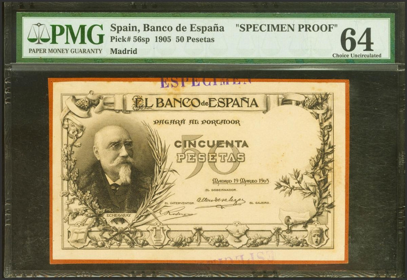 50 Pesetas. 19 de Marzo de 1905. Prueba de anverso sobre cartulina con la marca ...