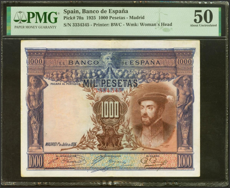 1000 Pesetas. 1 de Julio de 1925. Sin serie y numeración anterior a 3646000 (est...