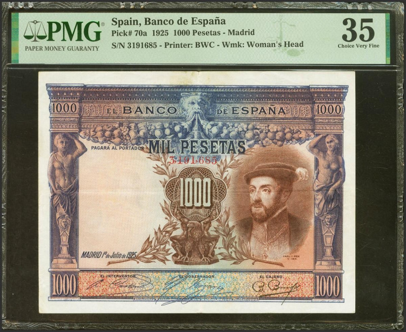 1000 Pesetas. 1 de Julio de 1925. Sin serie y numeración anterior a 3646000 (est...