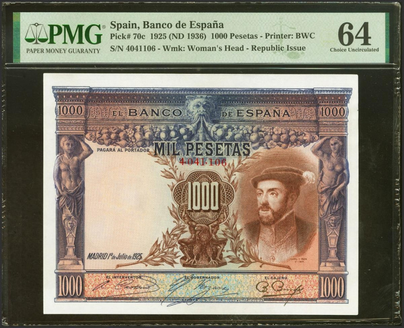 1000 Pesetas. 1 de Julio de 1925. Sin serie y numeración posterior al 3646000. (...