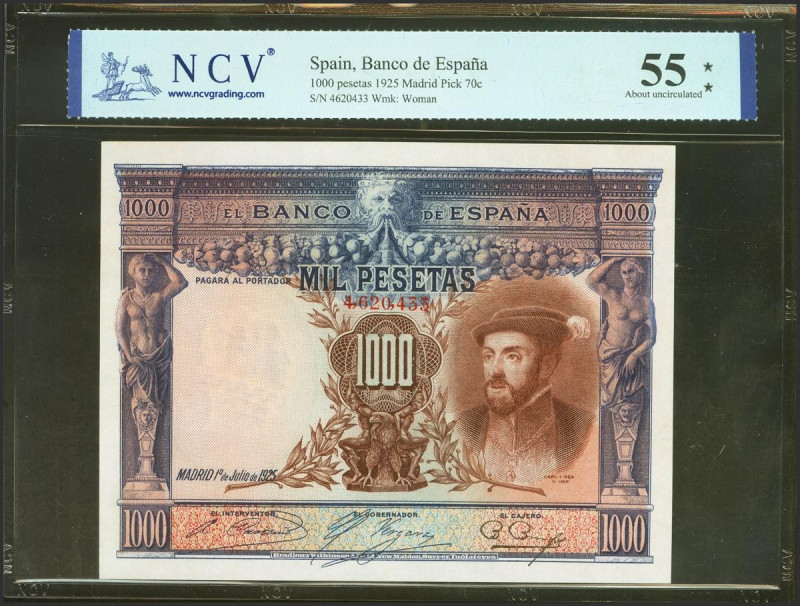 1000 Pesetas. 1 de Julio de 1925. Sin serie y numeración posterior al 3646000. (...