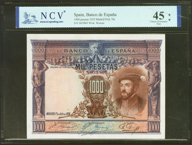 1000 Pesetas. 1 de Julio de 1925. Sin serie y numeración posterior al 3646000. (...