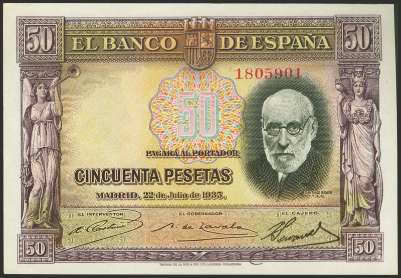 50 Pesetas. 22 de Julio de 1935. Sin serie. (Edifil 2021: 366). Apresto original...