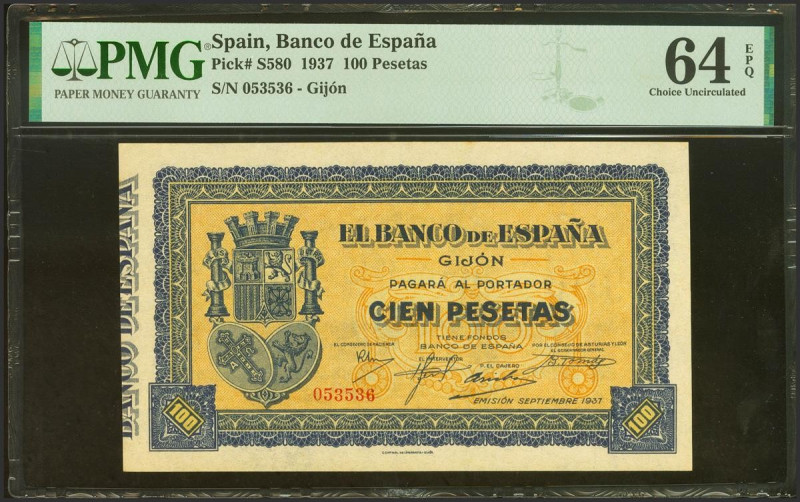 100 Pesetas. Septiembre 1937. Sin serie. (Edifil 2021: 399, Pick: S580). Inusual...