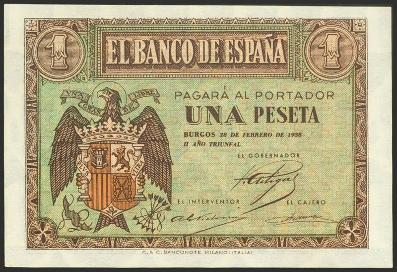 1 Peseta. 28 de Febrero de 1938. Serie B. (Edifil 2021: 427a). Conserva todo su ...