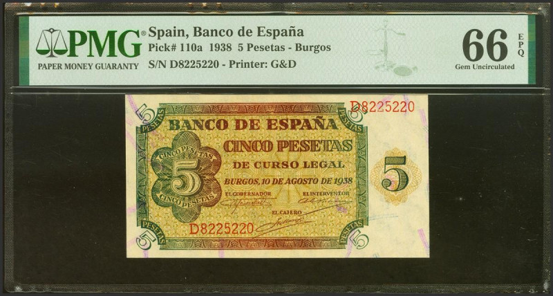 5 Pesetas. 10 de Agosto de 1938. Serie D. (Edifil 2021: 435a, Pick: 110a). Raro ...