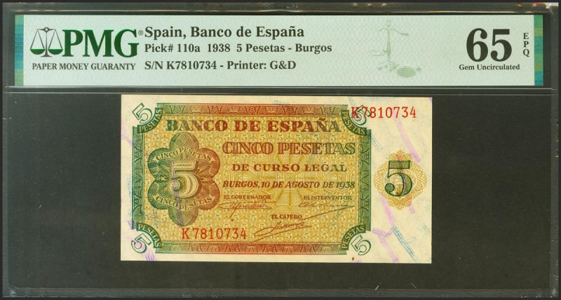 5 Pesetas. 10 de Agosto de 1938. Serie K. (Edifil 2021: 435a, Pick: 110a). Raro ...