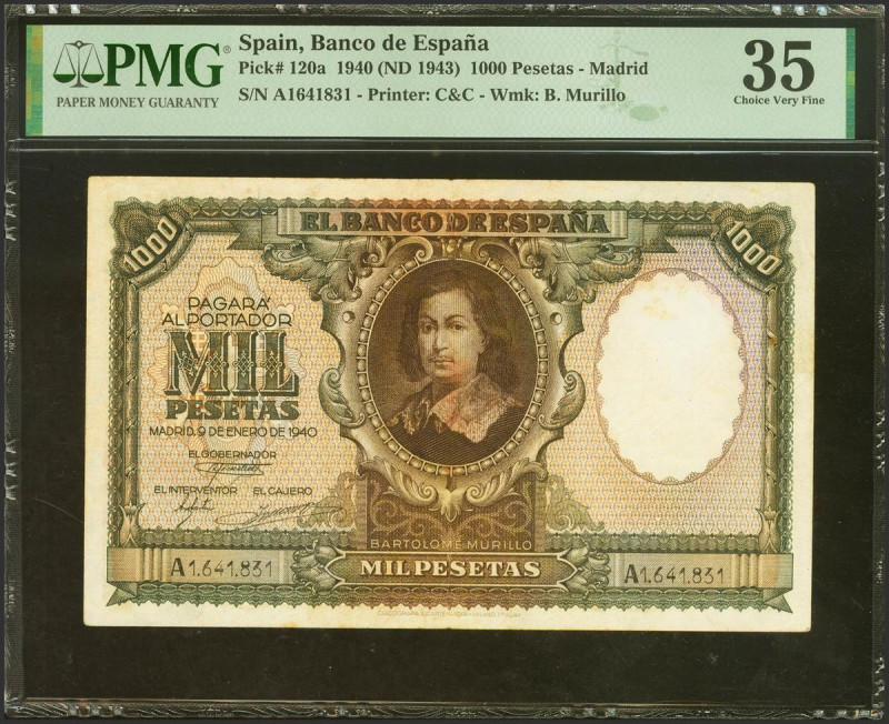 1000 Pesetas. 9 de Enero de 1940. Serie A. (Edifil 2021: 440, Pick: 120a). Peque...