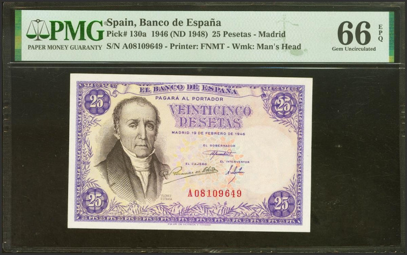 25 Pesetas. 19 de Febrero de 1946. Serie A. (Edifil 2021: 450a, Pick: 130a). Rar...