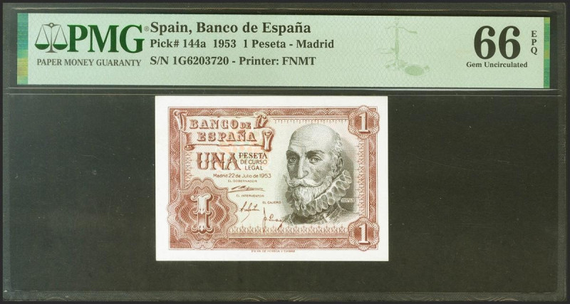 1 Peseta. 22 de Julio de 1953. Serie 1G. (Edifil 2021: 465a, Pick: 144a). Inusua...