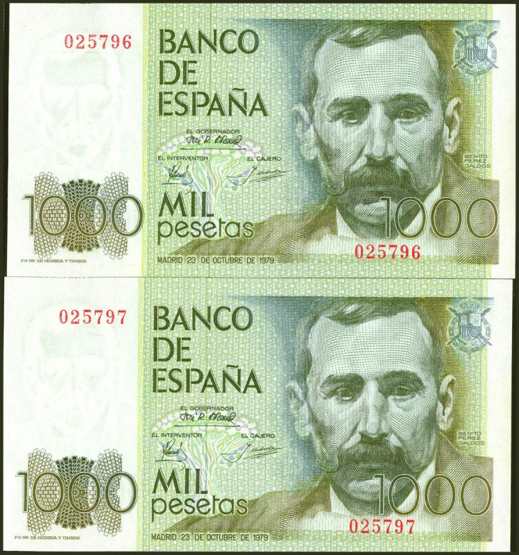 1000 Pesetas. 23 de Octubre de 1979. Pareja correlativa. Sin serie. (Edifil 2021...