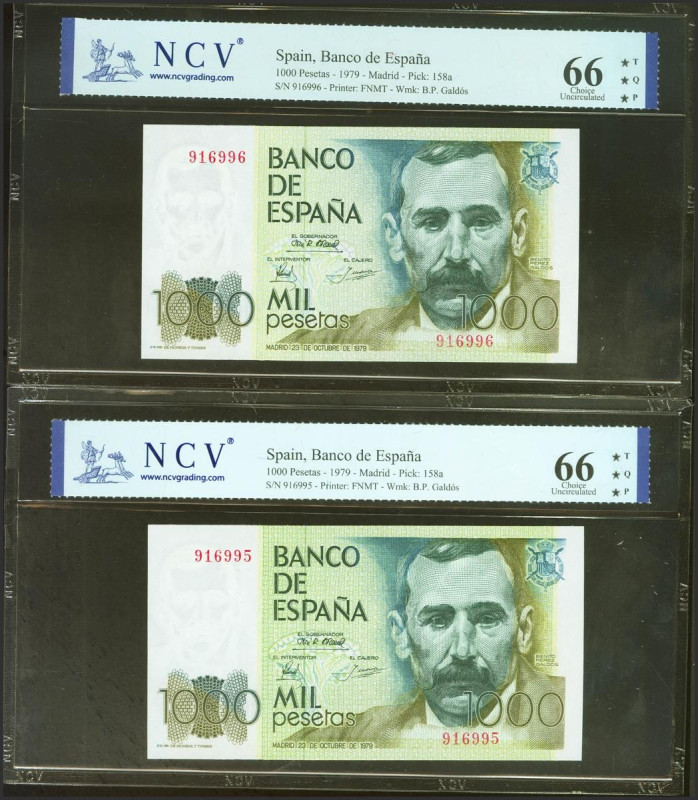 1000 Pesetas. 23 de Octubre de 1979. Pareja correlativa. Sin serie. (Edifil 2021...