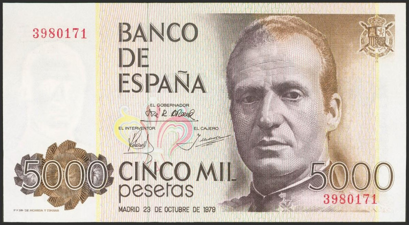 5000 Pesetas. 23 de Octubre de 1979. Sin serie. (Edifil 2021: 478). SC.