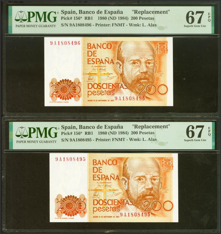 200 Pesetas. 16 de Septiembre de 1980. Pareja correlativa. Serie especial 9A. (E...