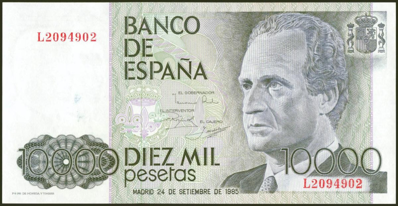 10000 Pesetas. 24 de Septiembre de 1985. Serie L y numeración capicua. (Edifil 2...