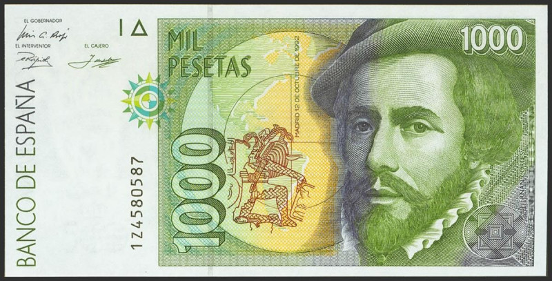 1000 Pesetas. 12 de Octubre de 1992. Serie 1Z. (Edifil 2017: 483b). SC.