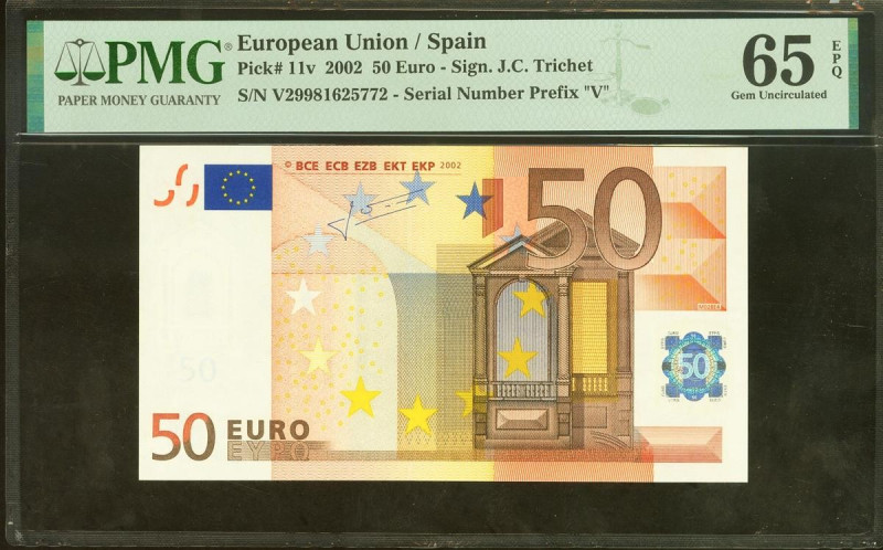 50 Euros. 1 de Enero de 2002. Firma Trichet. Serie V (España). (Edifil 2021: 489...