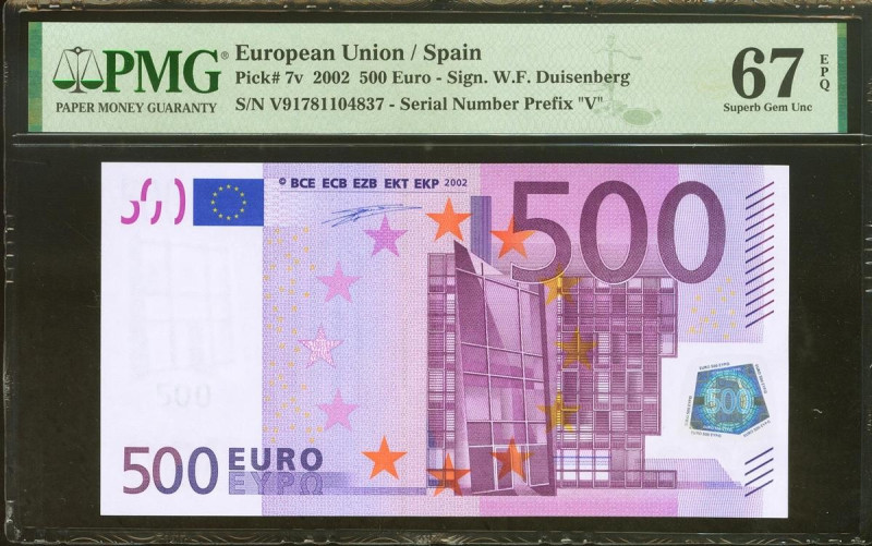 500 Euros. 1 de Enero de 2002. Firma Duisenberg. Serie V (España). (Edifil 2021:...