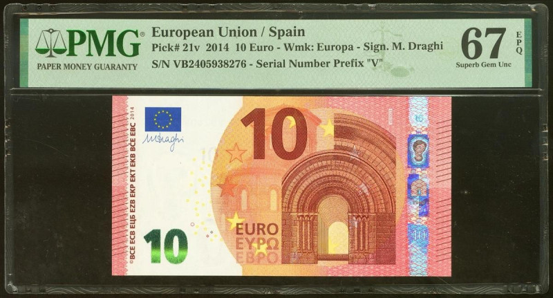 10 Euros. 23 de Septiembre de 2014. Firma Draghi. Serie V (España). (Edifil 2021...