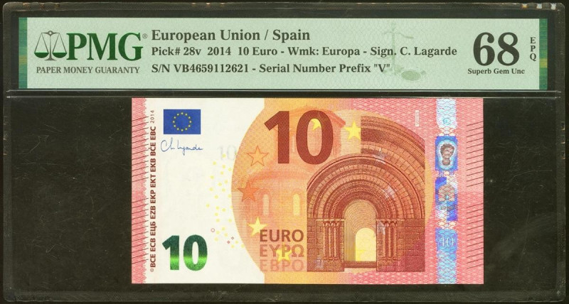 10 Euros. 23 de Septiembre de 2014. Firma Lagarde. Serie V (España). (Edifil 202...