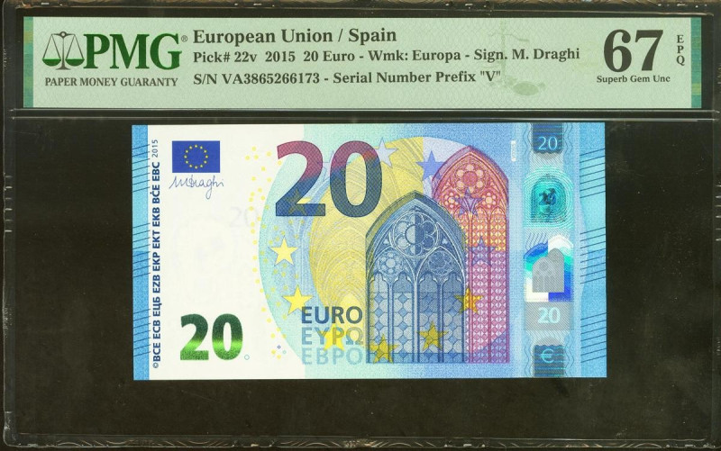 20 Euros. 25 de Noviembre de 2015. Firma Draghi. Serie V (España). (Edifil 2021:...