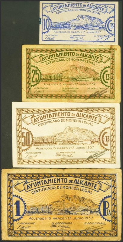 ALICANTE. 10 Céntimos, 25 Céntimos, 50 Céntimos y 1 Peseta. Series D, C, B y A, ...