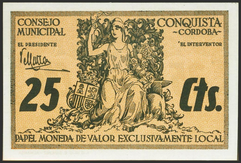 CONQUISTA (CORDOBA). 25 Céntimos. (1937ca). Sin numeración. (González: 2018). SC...