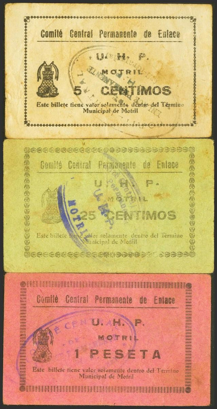 MOTRIL (GRANADA). 5 Céntimos, 25 Céntimos, 1 Peseta y 2 Pesetas. 1937. (González...