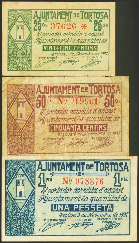 TORTOSA (TARRAGONA). 25 Céntimos, 50 Céntimos y 1 Peseta. 9 de Noviembre de 1937...