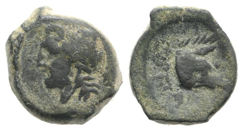 Northern Apulia, Arpi, c. 325-275 BC. Æ (11mm, 2.81g, 12h). Laureate head of Zeu...