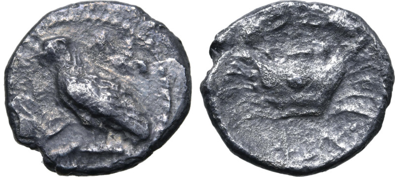 Sicily, Akragas, c. 450-440 BC. AR Litra (9mm, 0.55g, 7h). Sea eagle standing l....