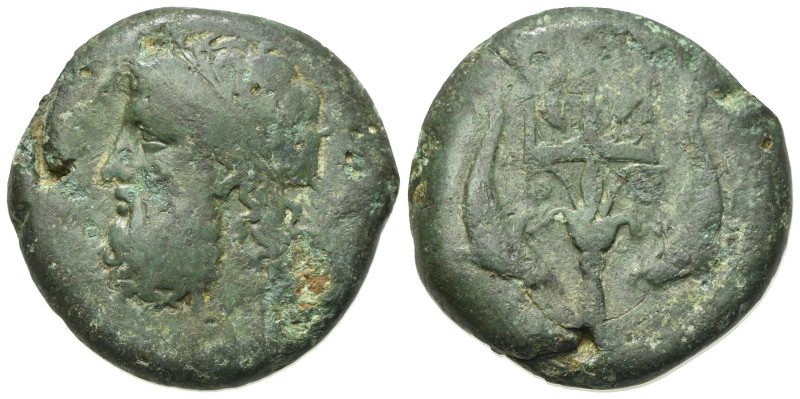 Sicily, Messana, 338-318 BC. Æ (25mm, 15.10g, 7h). Laureate head of Poseidon l. ...