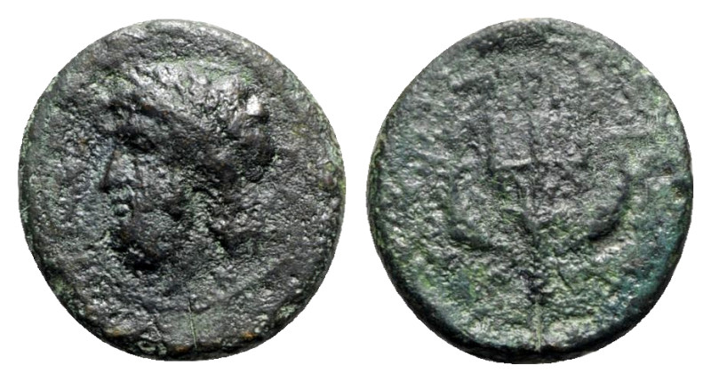 Sicily, Messana, 338-318 BC. Æ (18mm, 3.52g, 12h). Wreathed head of Poseidon l. ...