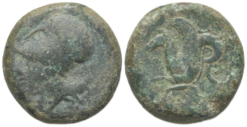 Sicily, Syracuse, c. 375-344 BC. Æ (20mm, 8.30g, 12h). Head of Athena l., wearin...