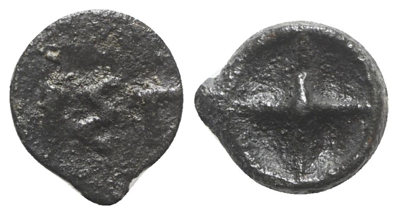 Moesia, Istros, late 5th century BC. Æ (17mm, 3.10g). Four-spoked wheel. R/ IΣT....