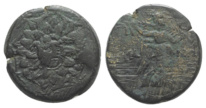 Paphlagonia, Sinope, c. 85-65 BC. Æ (22mm, 8.00g, 12h). Aegis. R/ Nike advancing...