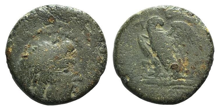 Mysia, Pergamon, early-mid 2nd century BC. Æ (19mm, 5.05g, 12h). Head of Asklepi...