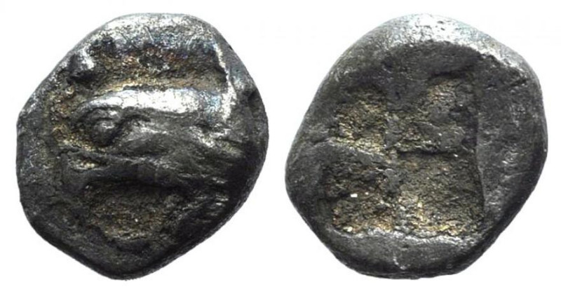 Ionia, Phokaia, c. 521-478 BC. AR Tetartemorion (6mm, 0.30g). Griffin’s head l. ...