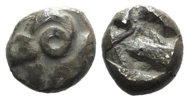 Ionia, Uncertain, c. 5th century BC. AR Tetartemorion (5mm, 0.16g). Head and nec...