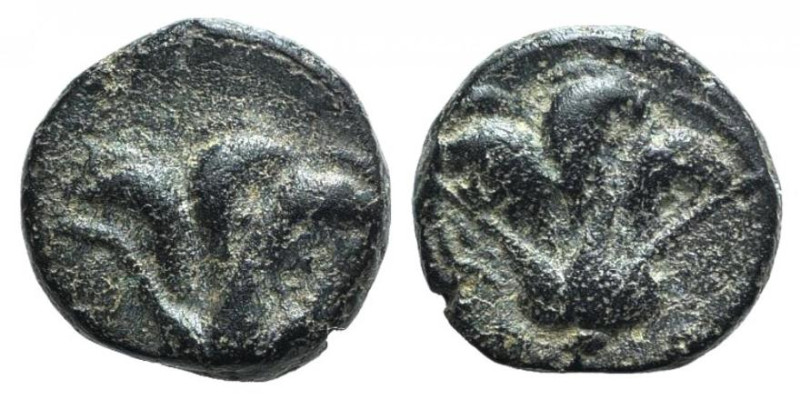 Island of Caria. Rhodes, c. 205-190 BC. Æ (9mm, 1.15g, 11h). Rose. R/ Rose with ...