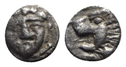 Pamphylia, Aspendos, c. 420-360 BC. AR Hemiobol (7mm, 0.44g, 3h). Facing gorgoneion. R/ Lion’s head l. SNG BnF 39-43 var. (lion r.). VF