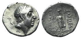 Kings of Cappadocia, Ariobarzanes I Philoromaios (96-63 BC). AR Drachm (17mm, 3.84g, 1h). Diademed head r. R/ Athena standing l., holding Nike and spe...