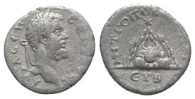 Septimius Severus (193-211). Cappadocia, Caesarea-Eusebia. AR Drachm (17mm, 2.81g, 12h), year 2 (AD 193/4). Laureate head r. R/ Mt. Argaeus surmounted...