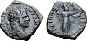 Caracalla (198-217). Thrace, Trajanopolis. Æ (16mm, 3.41g, 1h). Laureate head r. R/ Athena standing facing, head r., resting on inverted spear and hol...